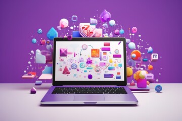 a laptop with colorful icons on it