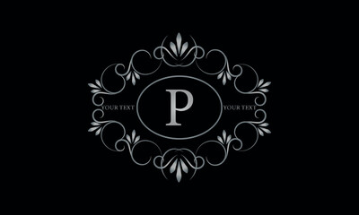 Logo design for hotel, restaurant and others. Monogram design with luxury letter P on dark background