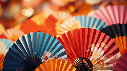 Traditional Japanese fan Sensu decorative pattern background