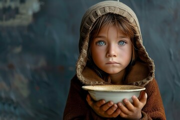 a poor child asking for help - obrazy, fototapety, plakaty