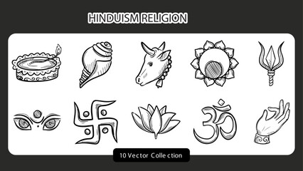 Hand Drawn Hinduism Religion Set