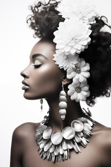portrait of a woman with white Flowers