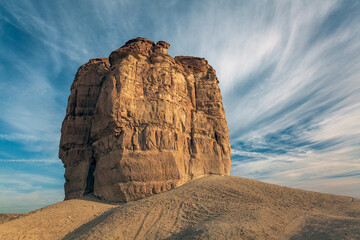A rock formation in the desert close to Riyadh, Saudi Arabia is known as Devil Thumb or Judah Thumb.