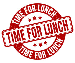 time for lunch stamp. time for lunch label. round grunge sign