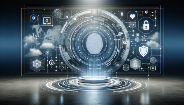 Futuristic digital interface for secure identity management.