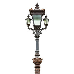 Fototapeta na wymiar Old Vintage Street Lamp Post isolated on white or transparent background