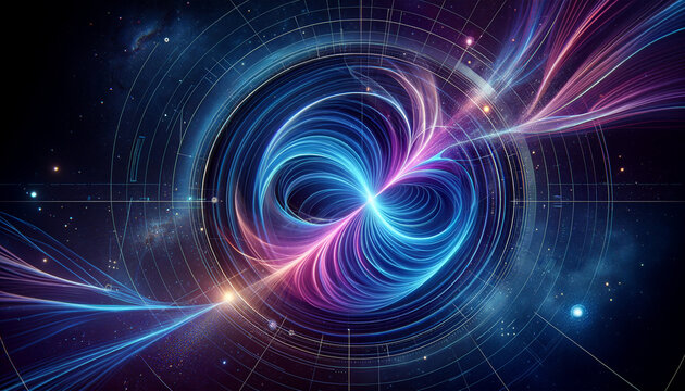 Cosmic Microwave Background as Futuristic Technology: Minimalist, Vibrant, and Cutting-Edge.