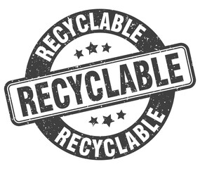 recyclable stamp. recyclable label. round grunge sign