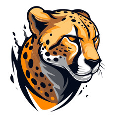 Fototapeta premium Esport vector logo cheetah, icon, sticker, symbol, head, leopard, jaguar, panther, tiger, cat