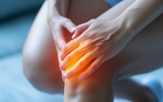 Woman suffering from knee pain, closeup. Health care and medical concept,close up