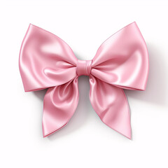 pink silk bow for present on white background
