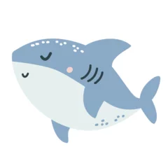 Foto op Canvas Vector illustration in children's Scandinavian style. Cute kind shark . Vector illustration © Alena
