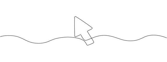 Continuous single line drawing of cursor arrow icon. Vector illustration.