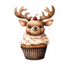 Cupcake with christmas reindeer decorations