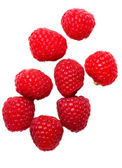 a group of raspberries