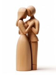 Masterfully carved wooden sculpture, an art object that beautifully portrays two lovers through artistic wood carving - sculpture, carving, wood, handicraft.