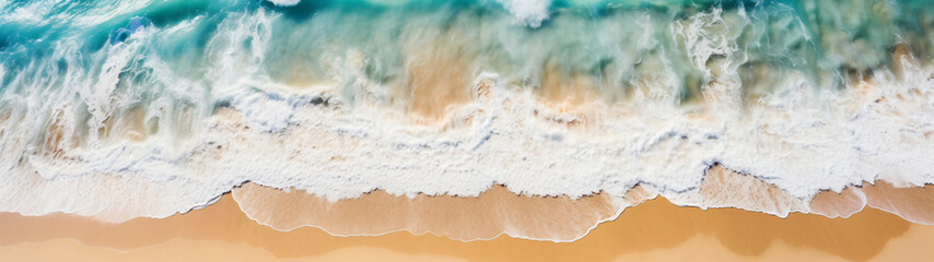 panoramic top view of waves on the beach