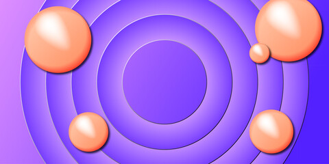 Abstract background with light purple circles and 3D balls. Elegant pattern. Suit for cover, wallpaper, desktop, header, banner, presentation, poster, website. Vector illustration