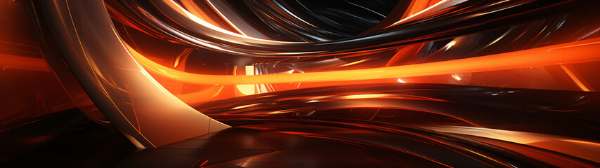 abstract panoramic shining golden 3d shapes background