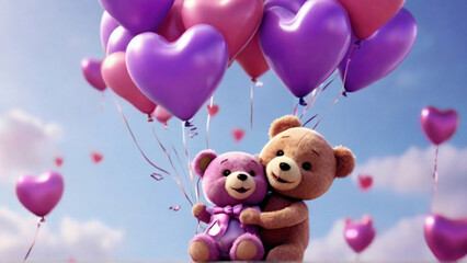 Teddy Bears With Balloons Wallpaper Background