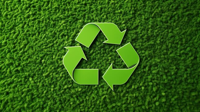 a recycle symbol on green leaf background. Save planet, eco, recycling concept
