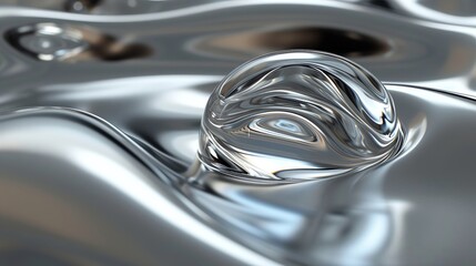 Abstract Silver Liquid Metal Swirl Background