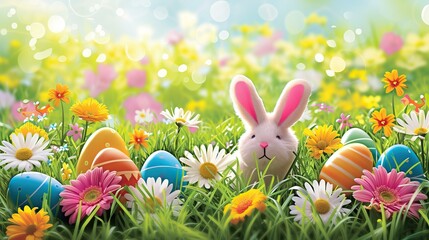 Fototapeta premium A realistic painting capturing two children engaged in outdoor play in a field, filled with vibrant colors and dynamic motion.