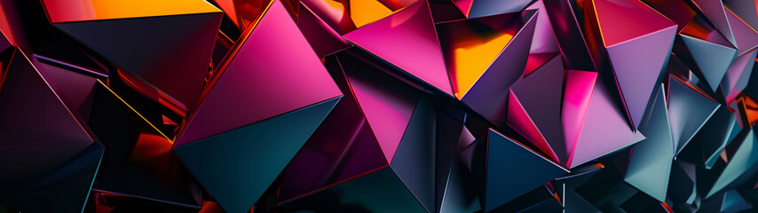 panoramic of 3d abstract geometric background with vibrant color