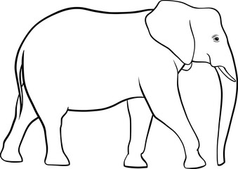 Walking elephant outline vector illustration
