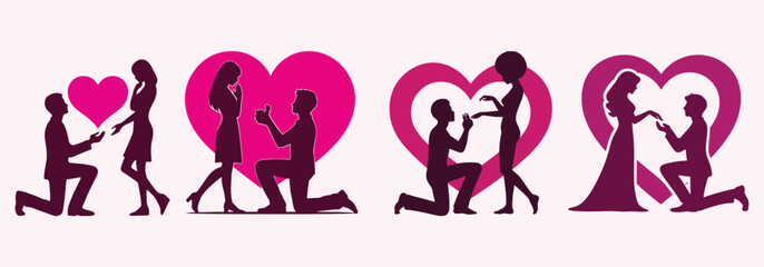 Happy valentine's day couples logo design, vectors, silhouette