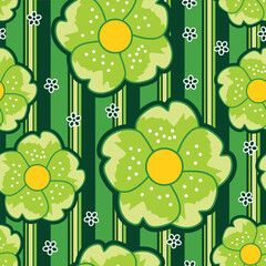 Seamless pattern with floral vector Illustration, Modern batik motif