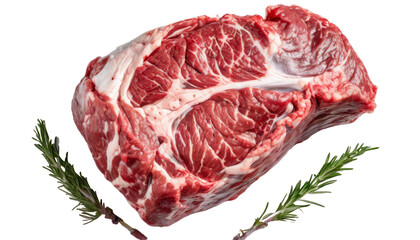 Fototapeta premium Raw ribeye beef steak isolated on transparent background. Top view.