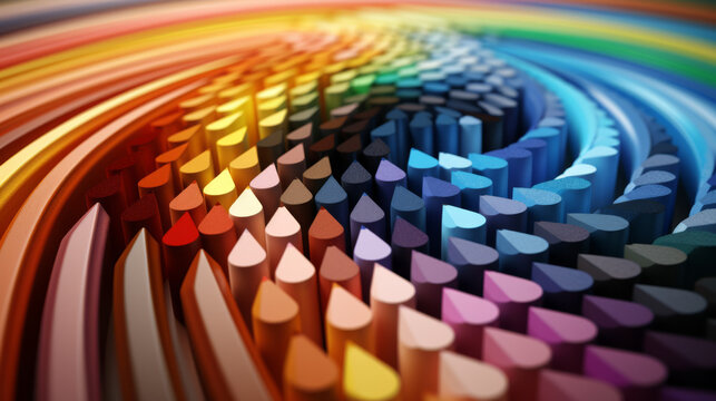 Waves of Colorful Pencil Tips in a Gradient Formation