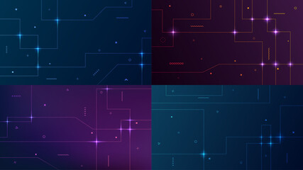 Vector illustration. Software programming concept. Glowing geometric lines. Digital data. Memphis pattern. Technological style. Design element for website template, web banner, advertising wallpaper