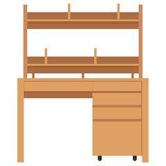 収納付きのシンプルな机のイラスト素材　ベクター