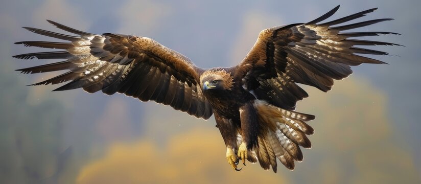 Young Golden Eagle (Aquil chrysaetos): Majestic Refinement, Young Golden Eagle Aquil chrysaetos Spreads its Wings in Awe-inspiring Flight