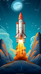 Obraz premium Rocket flyying intoo space, space travel, rocket science, fly with a rocket to space, rocket ship