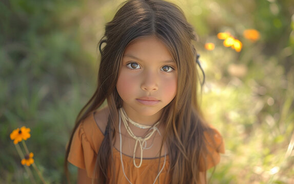 Little Girl With Long Hair and Necklace