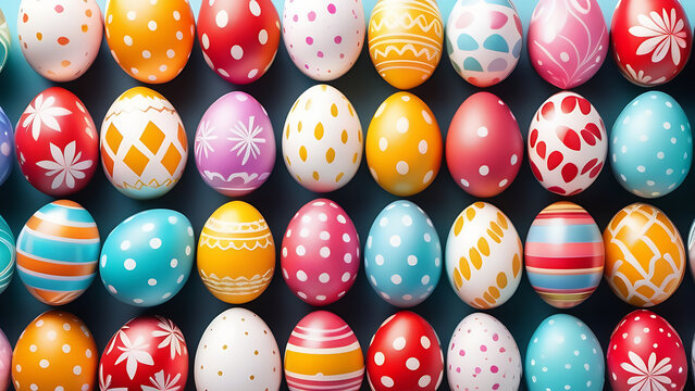 Easter eggs, colorful holiday background