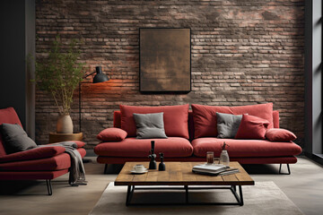Picture a stylish interior with a simple brick wall in bold and contrasting colors. Feel the dynamic energy and modern flair that emanate from this effortlessly chic backdrop.