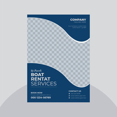 Travel flyer design, boat rental service, A4 template