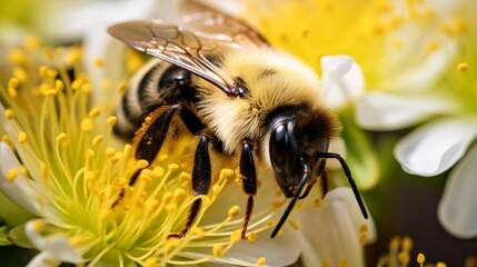 Bumblebee Pollinating Blooming Flower