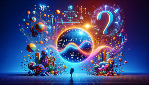 Whimsical Pop Futurism: Bellman equation in vibrant cybernetic world - Powered by Adobe