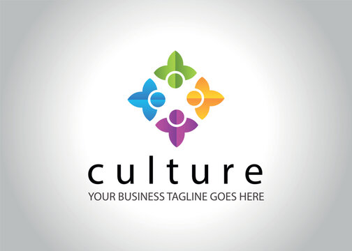 colorful culture logo with people in circle Teamwork Vector