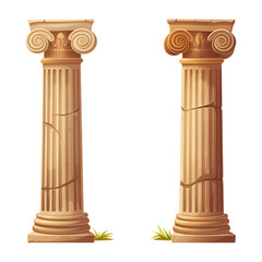 a pair of pillars with a crack in the ground
