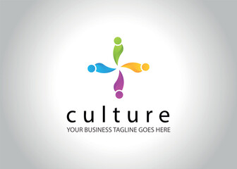 colorful culture logo with people in circle Teamwork Vector