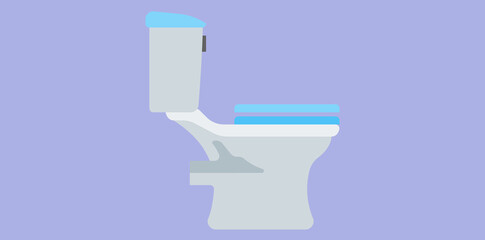 Ceramic Toilet Icon, Washroom Interior Design Vector Illustration.