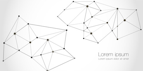 Abstract technology Network nodes, digital connection background with polygonal shapes on white Vector. science technology, data structure, connected points, web. - obrazy, fototapety, plakaty