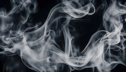 Ethereal White Smoke Swirls on Dark Background - obrazy, fototapety, plakaty