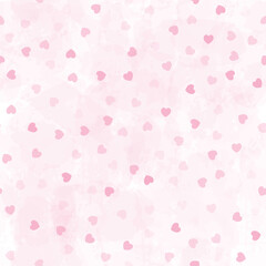 Heart confetti seamless vector pattern. Love watercolor background, for Valentine's day. Red, pink and rose hearts flying, for 14 February
